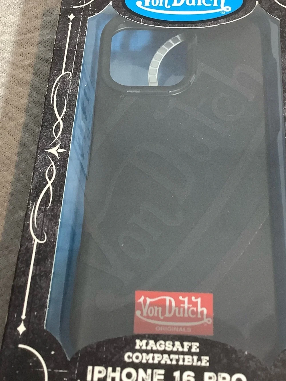 Von Dutch Black iPhone 16 Pro Max Case with Red Logo